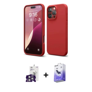 ieg™ iPhone 16 Pro Max Kılıf Kozmos Yansıma Özel Seri - Siyah Bilvis 5in1 5D Magic Hayalet Cam Ekran Koruyucu + Bilvis Titan Kamera Lens - GS