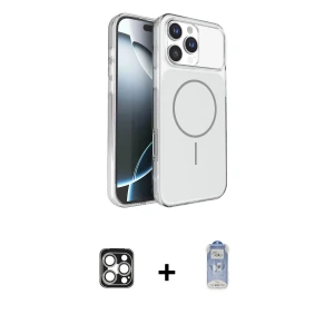 ieg™ iPhone 16 Pro Max Kılıf Kutup Doku Serisi - Siyah Joko Magic 5D Cam + PVD Metal Kamera Lens - GS
