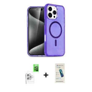 ieg™ iPhone 16 Pro Max Kılıf Nova Asil Prime - Şeffaf Pasifik Cam Ekran Koruyucu + Raze Metal Kamera Lens - BZ