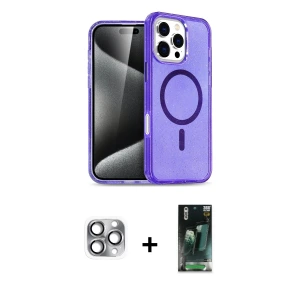 ieg™ iPhone 16 Pro Max Kılıf Nova Asil Prime - Siyah 360 Mat Full Body Arka Koruyucu + Pers Alüminyum Kamera Lens - GI