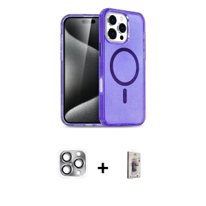 ieg™ iPhone 16 Pro Max Kılıf Nova Asil Prime - Siyah Bilvis 3D Cam Ekran Koruyucu + Pers Alüminyum Kamera Lens - GI