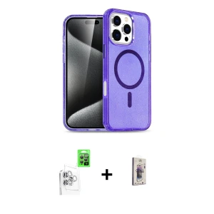 ieg™ iPhone 16 Pro Max Kılıf Nova Asil Prime - Siyah Bilvis 3D Cam Ekran Koruyucu + Raze Metal Kamera Lens - BZ