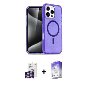 ieg™ iPhone 16 Pro Max Kılıf Nova Asil Prime - Siyah Bilvis 5in1 3D Magic Cam Ekran Koruyucu + Bilvis Titan Kamera Lens - GS