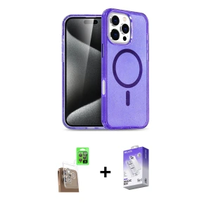 ieg™ iPhone 16 Pro Max Kılıf Nova Asil Prime - Siyah Bilvis 5in1 3D Magic Cam Ekran Koruyucu + Raze Metal Kamera Lens - CLTM