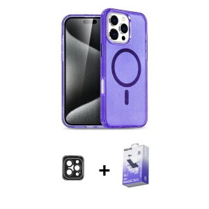 ieg™ iPhone 16 Pro Max Kılıf Nova Asil Prime - Siyah Bilvis 5in1 5D Magic Hayalet Cam Ekran Koruyucu + PVD Metal Kamera Lens - SH