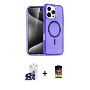 ieg™ iPhone 16 Pro Max Kılıf Nova Asil Prime - Siyah Buffer Cam Ekran Koruyucu + Bilvis Titan Kamera Lens - SH