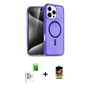 ieg™ iPhone 16 Pro Max Kılıf Nova Asil Prime - Siyah Buffer Cam Ekran Koruyucu + Raze Metal Kamera Lens - BZ