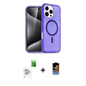 ieg™ iPhone 16 Pro Max Kılıf Nova Asil Prime - Siyah Buffer Hayalet Cam Ekran Koruyucu + Raze Metal Kamera Lens - BZ