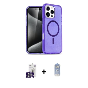 ieg™ iPhone 16 Pro Max Kılıf Nova Asil Prime - Siyah Joko Magic 5D Cam + Bilvis Titan Kamera Lens - TMGI