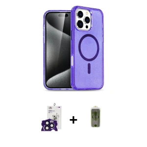 ieg™ iPhone 16 Pro Max Kılıf Nova Asil Prime - Siyah Joko Magic 5D Hayalet Cam + Bilvis Titan Kamera Lens - SH