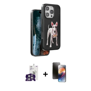 ieg™ iPhone 16 Pro Max Kılıf Nova Form Koleksiyonu - Siyah 3D Antistatik Mat Seramik Nano Ekran Koruyucu + Bilvis Titan Kamera Lens - GS
