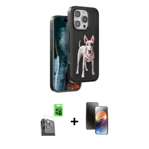 ieg™ iPhone 16 Pro Max Kılıf Nova Form Koleksiyonu - Siyah 3D Antistatik Mat Seramik Nano Ekran Koruyucu + Raze Metal Kamera Lens - SH