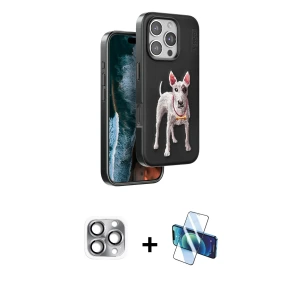 ieg™ iPhone 16 Pro Max Kılıf Nova Form Koleksiyonu - Siyah 3D Antistatik Seramik Nano Ekran Koruyucu + Pers Alüminyum Kamera Lens - GI