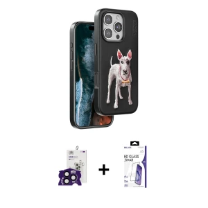 ieg™ iPhone 16 Pro Max Kılıf Nova Form Koleksiyonu - Siyah Bilvis 3X AR HD Cam Ekran Koruyucu + Bilvis Titan Kamera Lens - SH