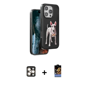 ieg™ iPhone 16 Pro Max Kılıf Nova Form Koleksiyonu - Siyah Buffer Hayalet Cam Ekran Koruyucu + PVD Metal Kamera Lens - GD