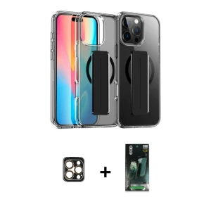 ieg™ iPhone 16 Pro Max Kılıf Nova Işık Koleksiyonu - Siyah 360 Mat Full Body Arka Koruyucu + PVD Metal Kamera Lens - GD
