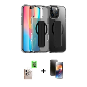 ieg™ iPhone 16 Pro Max Kılıf Nova Işık Koleksiyonu - Siyah 3D Antistatik Mat Seramik Nano Ekran Koruyucu + Raze Metal Kamera Lens - NLGY