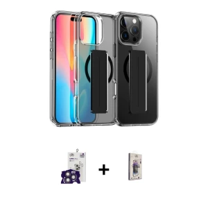 ieg™ iPhone 16 Pro Max Kılıf Nova Işık Koleksiyonu - Siyah Bilvis 3D Cam Ekran Koruyucu + Bilvis Titan Kamera Lens - TMGI