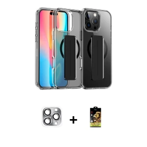 ieg™ iPhone 16 Pro Max Kılıf Nova Işık Koleksiyonu - Siyah Buffer Cam Ekran Koruyucu + Pers Alüminyum Kamera Lens - GI