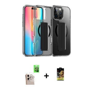 ieg™ iPhone 16 Pro Max Kılıf Nova Işık Koleksiyonu - Siyah Buffer Cam Ekran Koruyucu + Raze Metal Kamera Lens - NLGY