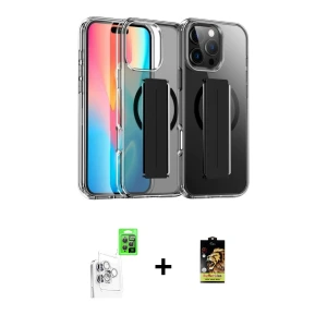 ieg™ iPhone 16 Pro Max Kılıf Nova Işık Koleksiyonu - Siyah Buffer Cam Ekran Koruyucu + Raze Metal Kamera Lens - BZ
