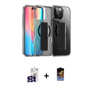 ieg™ iPhone 16 Pro Max Kılıf Nova Işık Koleksiyonu - Siyah Buffer Hayalet Cam Ekran Koruyucu + Bilvis Titan Kamera Lens - TMGI