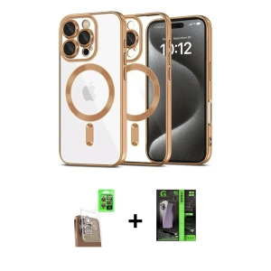 ieg™ iPhone 16 Pro Max Kılıf Nova Işık Özel Seri - Şeffaf 360 Full Body Arka Koruyucu + Raze Metal Kamera Lens - CLTM
