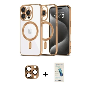 ieg™ iPhone 16 Pro Max Kılıf Nova Işık Özel Seri - Şeffaf Pasifik Cam Ekran Koruyucu + Pers Alüminyum Kamera Lens - CLTM