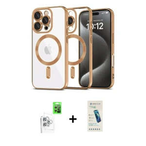 ieg™ iPhone 16 Pro Max Kılıf Nova Işık Özel Seri - Şeffaf Pasifik Cam Ekran Koruyucu + Raze Metal Kamera Lens - BZ