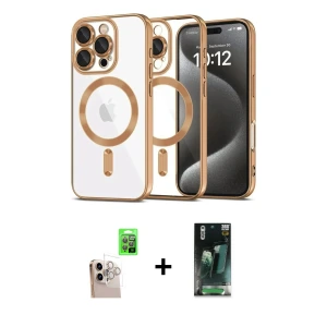 ieg™ iPhone 16 Pro Max Kılıf Nova Işık Özel Seri - Siyah 360 Mat Full Body Arka Koruyucu + Raze Metal Kamera Lens - NLGY