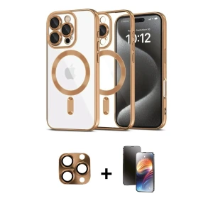 ieg™ iPhone 16 Pro Max Kılıf Nova Işık Özel Seri - Siyah 3D Antistatik Mat Seramik Nano Ekran Koruyucu + Pers Alüminyum Kamera Lens - CLTM