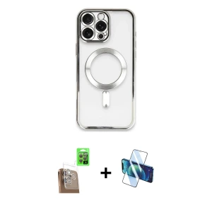 ieg™ iPhone 16 Pro Max Kılıf Nova Işık Özel Seri - Siyah 3D Antistatik Seramik Nano Ekran Koruyucu + Raze Metal Kamera Lens - CLTM