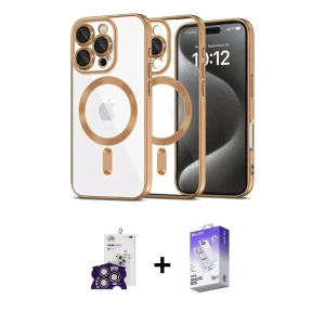 ieg™ iPhone 16 Pro Max Kılıf Nova Işık Özel Seri - Siyah Bilvis 5in1 3D Magic Cam Ekran Koruyucu + Bilvis Titan Kamera Lens - GS