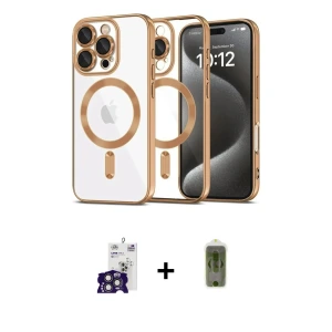 ieg™ iPhone 16 Pro Max Kılıf Nova Işık Özel Seri - Siyah Joko Magic 5D Hayalet Cam + Bilvis Titan Kamera Lens - TMGI