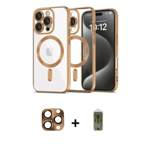 ieg™ iPhone 16 Pro Max Kılıf Nova Işık Özel Seri - Siyah Joko Magic 5D Hayalet Cam + Pers Alüminyum Kamera Lens - CLTM