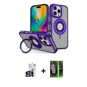 ieg™ iPhone 16 Pro Max Kılıf Nova Minimal Serisi - Şeffaf 360 Full Body Arka Koruyucu + Bilvis Titan Kamera Lens - TMGI