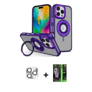 ieg™ iPhone 16 Pro Max Kılıf Nova Minimal Serisi - Şeffaf 360 Full Body Arka Koruyucu + Pers Alüminyum Kamera Lens - GS