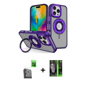 ieg™ iPhone 16 Pro Max Kılıf Nova Minimal Serisi - Şeffaf 360 Full Body Arka Koruyucu + Raze Metal Kamera Lens - SH