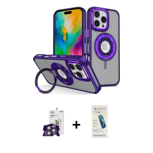 ieg™ iPhone 16 Pro Max Kılıf Nova Minimal Serisi - Şeffaf Pasifik Cam Ekran Koruyucu + Bilvis Titan Kamera Lens - GS