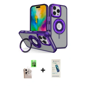 ieg™ iPhone 16 Pro Max Kılıf Nova Minimal Serisi - Şeffaf Pasifik Cam Ekran Koruyucu + Raze Metal Kamera Lens - NLGY
