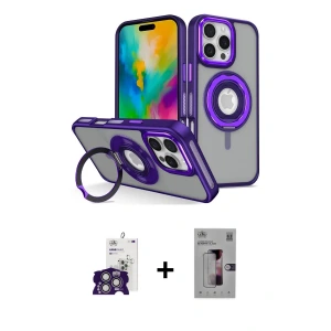 ieg™ iPhone 16 Pro Max Kılıf Nova Minimal Serisi - Siyah Bilvis 3D Mat Cam Ekran Koruyucu + Bilvis Titan Kamera Lens - GS