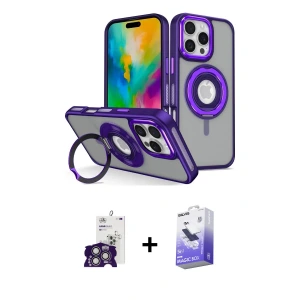 ieg™ iPhone 16 Pro Max Kılıf Nova Minimal Serisi - Siyah Bilvis 5in1 5D Magic Hayalet Cam Ekran Koruyucu + Bilvis Titan Kamera Lens - GS