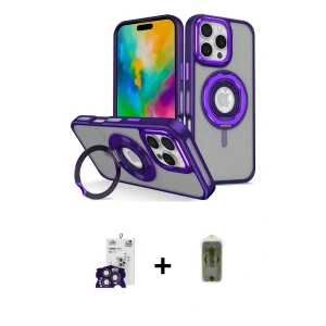 ieg™ iPhone 16 Pro Max Kılıf Nova Minimal Serisi - Siyah Joko Magic 5D Hayalet Cam + Bilvis Titan Kamera Lens - TMGI