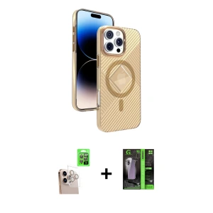 ieg™ iPhone 16 Pro Max Kılıf Nova Modern Prime - Şeffaf 360 Full Body Arka Koruyucu + Raze Metal Kamera Lens - NLGY