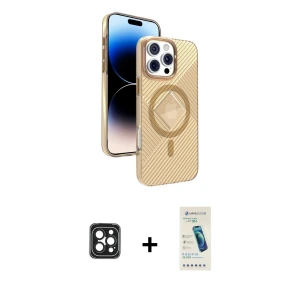 ieg™ iPhone 16 Pro Max Kılıf Nova Modern Prime - Şeffaf Pasifik Cam Ekran Koruyucu + PVD Metal Kamera Lens - SH