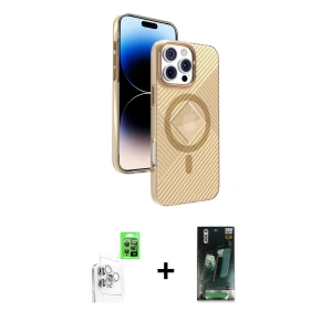 ieg™ iPhone 16 Pro Max Kılıf Nova Modern Prime - Siyah 360 Mat Full Body Arka Koruyucu + Raze Metal Kamera Lens - BZ