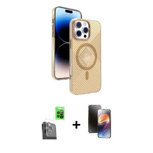 ieg™ iPhone 16 Pro Max Kılıf Nova Modern Prime - Siyah 3D Antistatik Mat Seramik Nano Ekran Koruyucu + Raze Metal Kamera Lens - SH