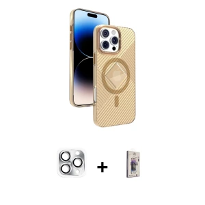 ieg™ iPhone 16 Pro Max Kılıf Nova Modern Prime - Siyah Bilvis 3D Cam Ekran Koruyucu + Pers Alüminyum Kamera Lens - GS