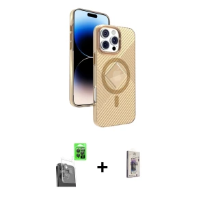 ieg™ iPhone 16 Pro Max Kılıf Nova Modern Prime - Siyah Bilvis 3D Cam Ekran Koruyucu + Raze Metal Kamera Lens - SH