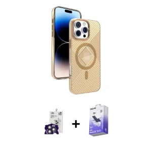ieg™ iPhone 16 Pro Max Kılıf Nova Modern Prime - Siyah Bilvis 5in1 5D Magic Hayalet Cam Ekran Koruyucu + Bilvis Titan Kamera Lens - TMGI